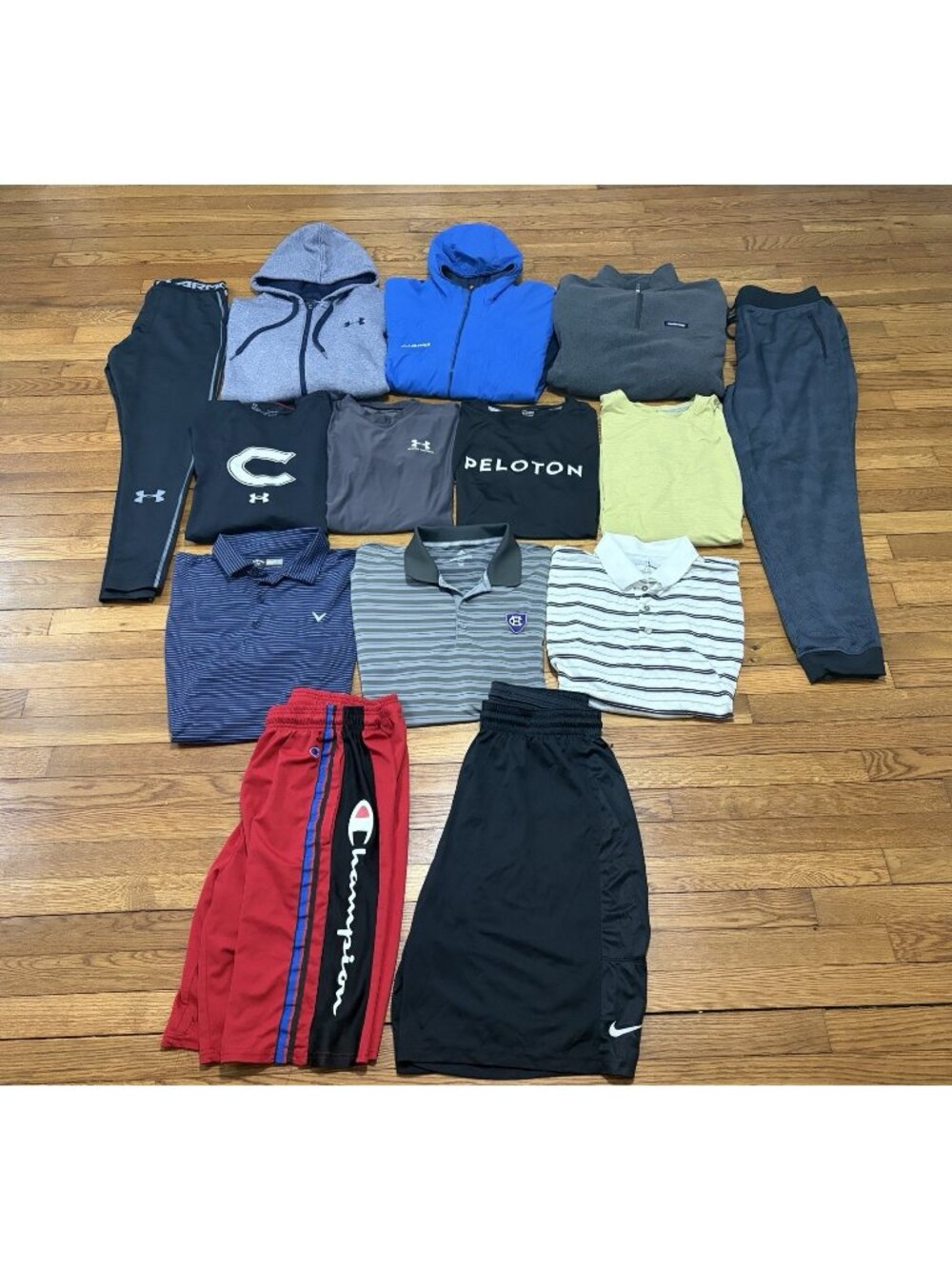 Mens Athletic Lot of 14 Sz XL Under Armour Nike Hoodies Polos Shorts Gym Casual
